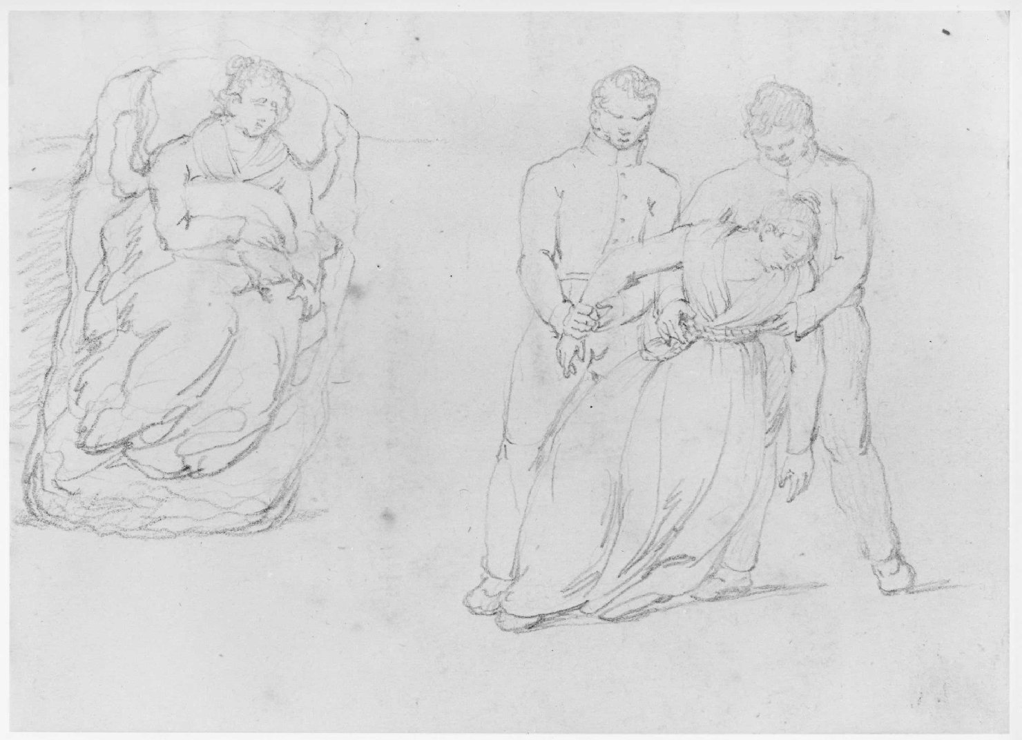 donna malata (disegno) di Recchia Angelo (seconda metà sec. XIX)