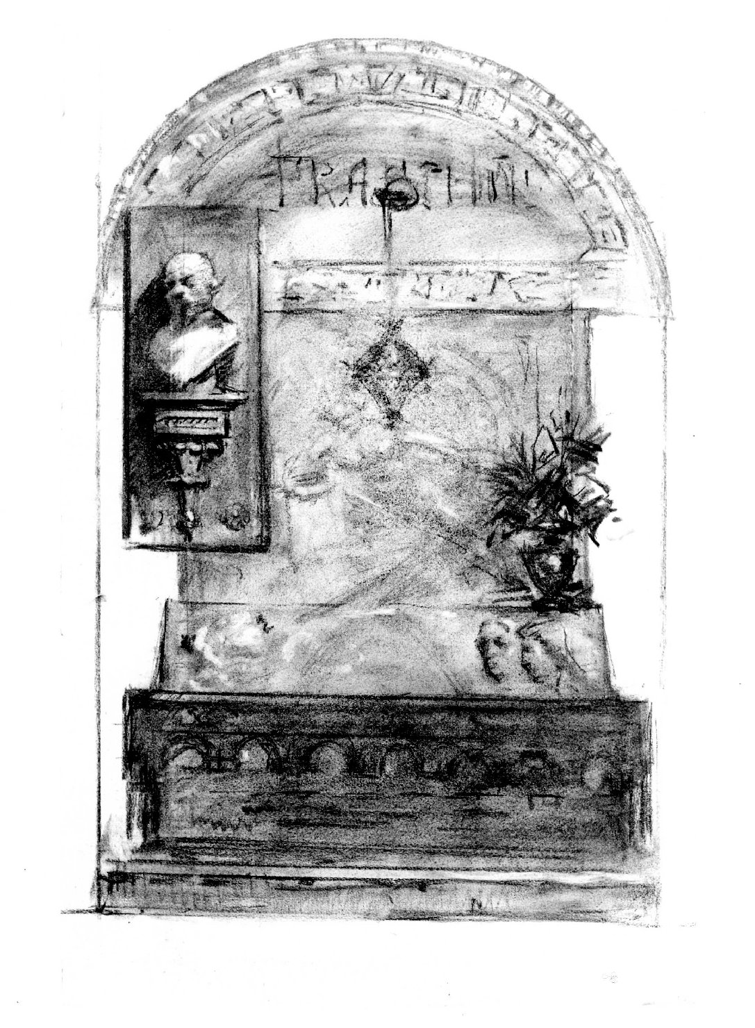 monumento funerario (disegno) di Cristani Romeo (fine/inizio secc. XIX/ XX)