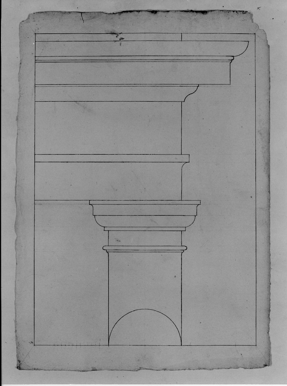 elementi architettonici (disegno) - ambito Italia settentrionale (prima metà sec. XIX)