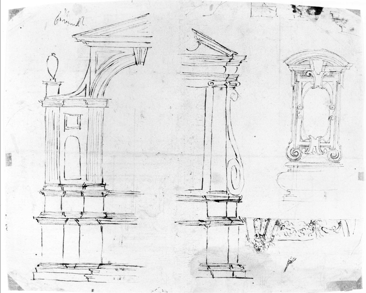 monumento funerario e altare (disegno) di Farinati Paolo (seconda metà sec. XVI)