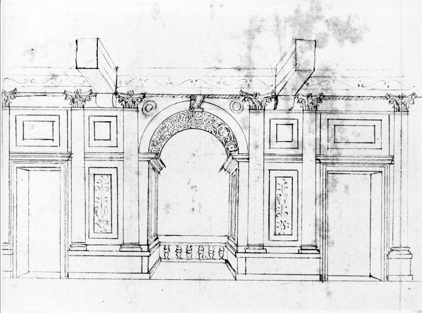 interno (disegno) di Farinati Paolo (bottega) (seconda metà sec. XVI)