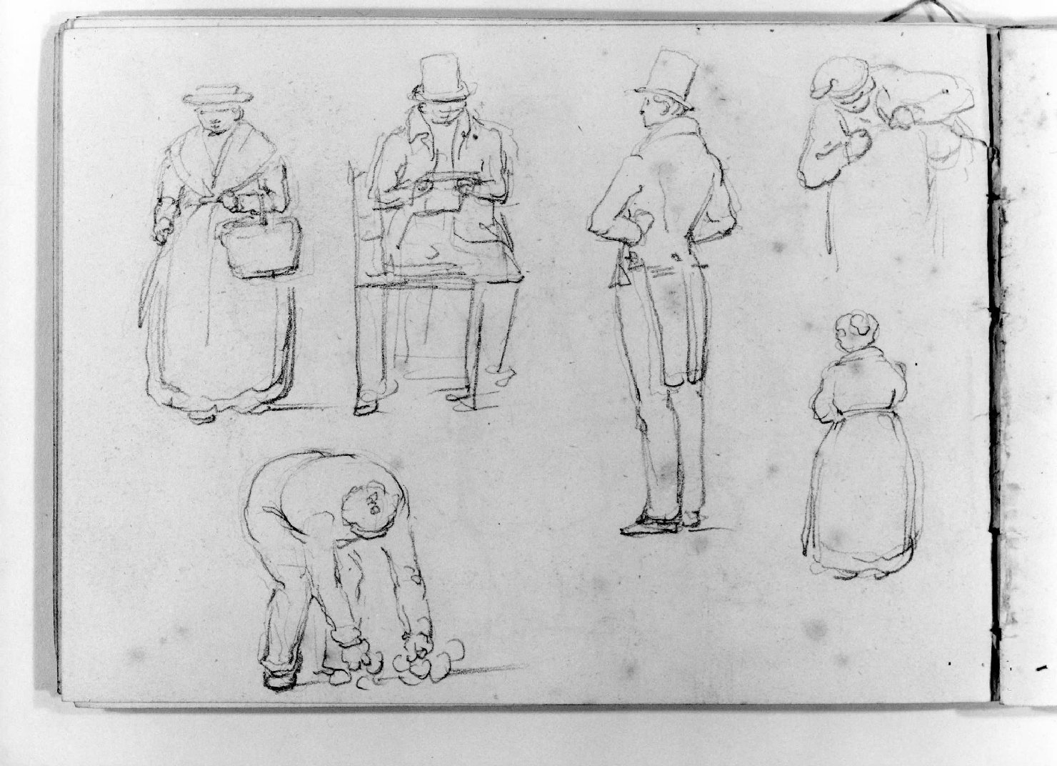 figure maschili e femminili (disegno, serie) di Canella Carlo (seconda metà sec. XIX)
