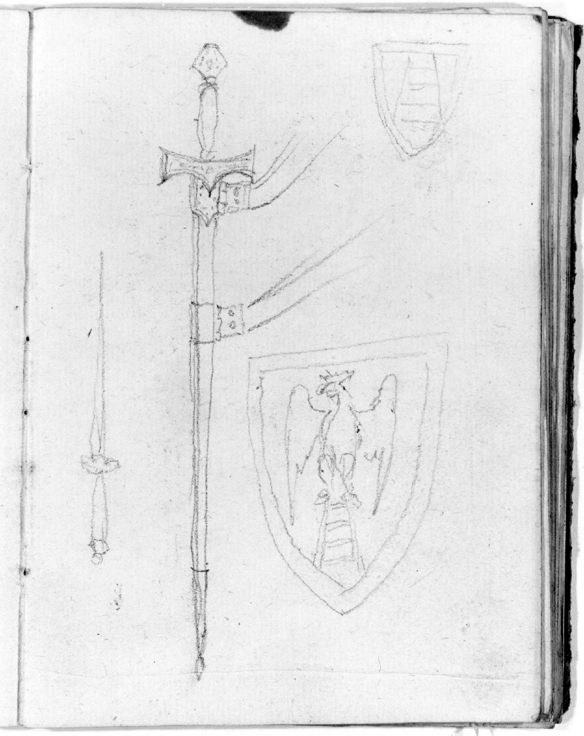 spada e stemma (disegno, serie) di Canella Giuseppe (prima metà sec. XIX)