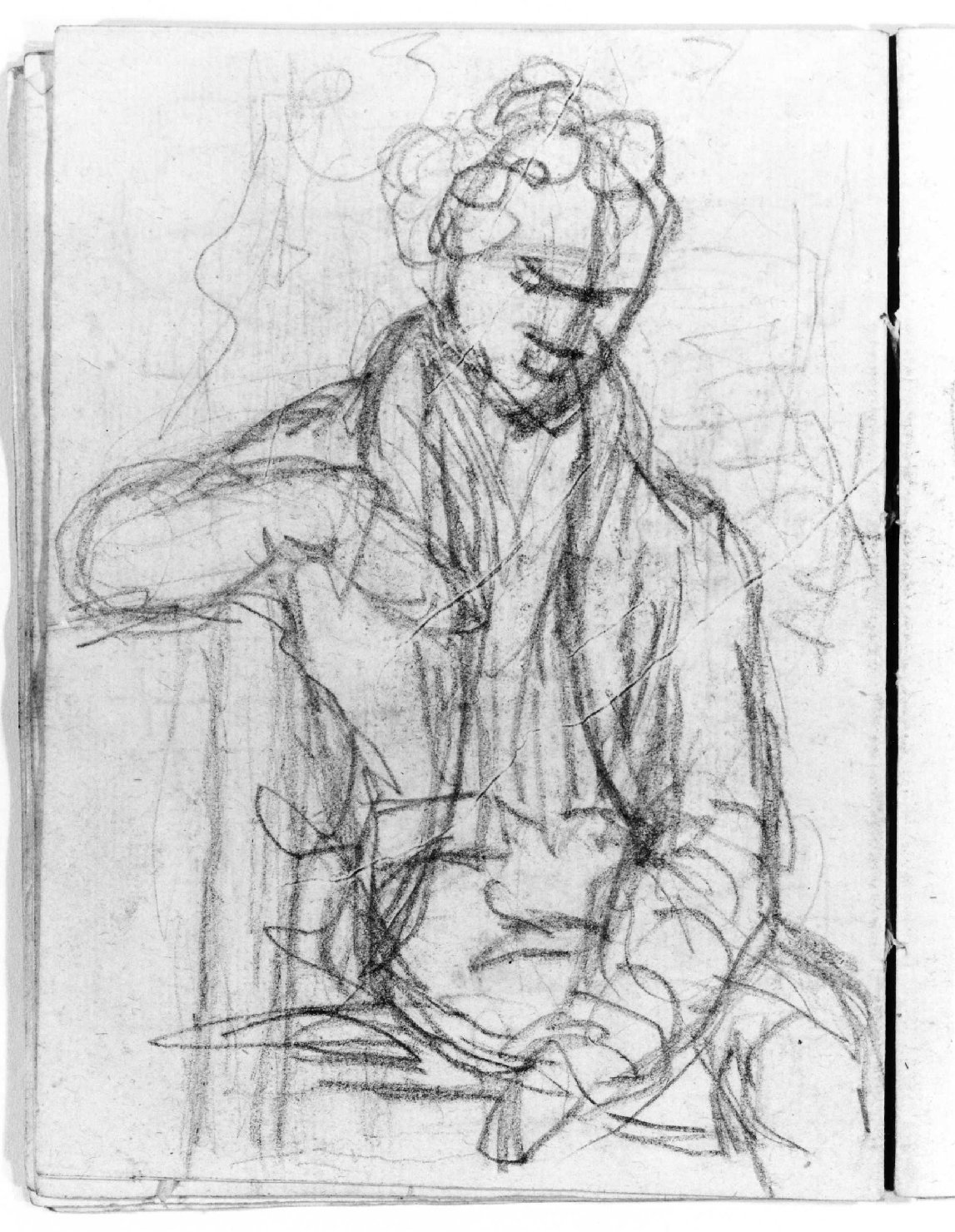 figura maschile seduta (disegno, serie) di Canella Giuseppe (prima metà sec. XIX)