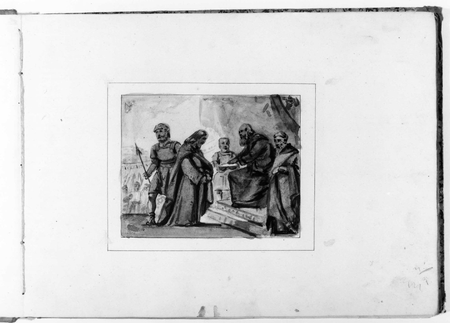Cristo davanti a Pilato (disegno, serie) di Recchia Angelo (metà sec. XIX)