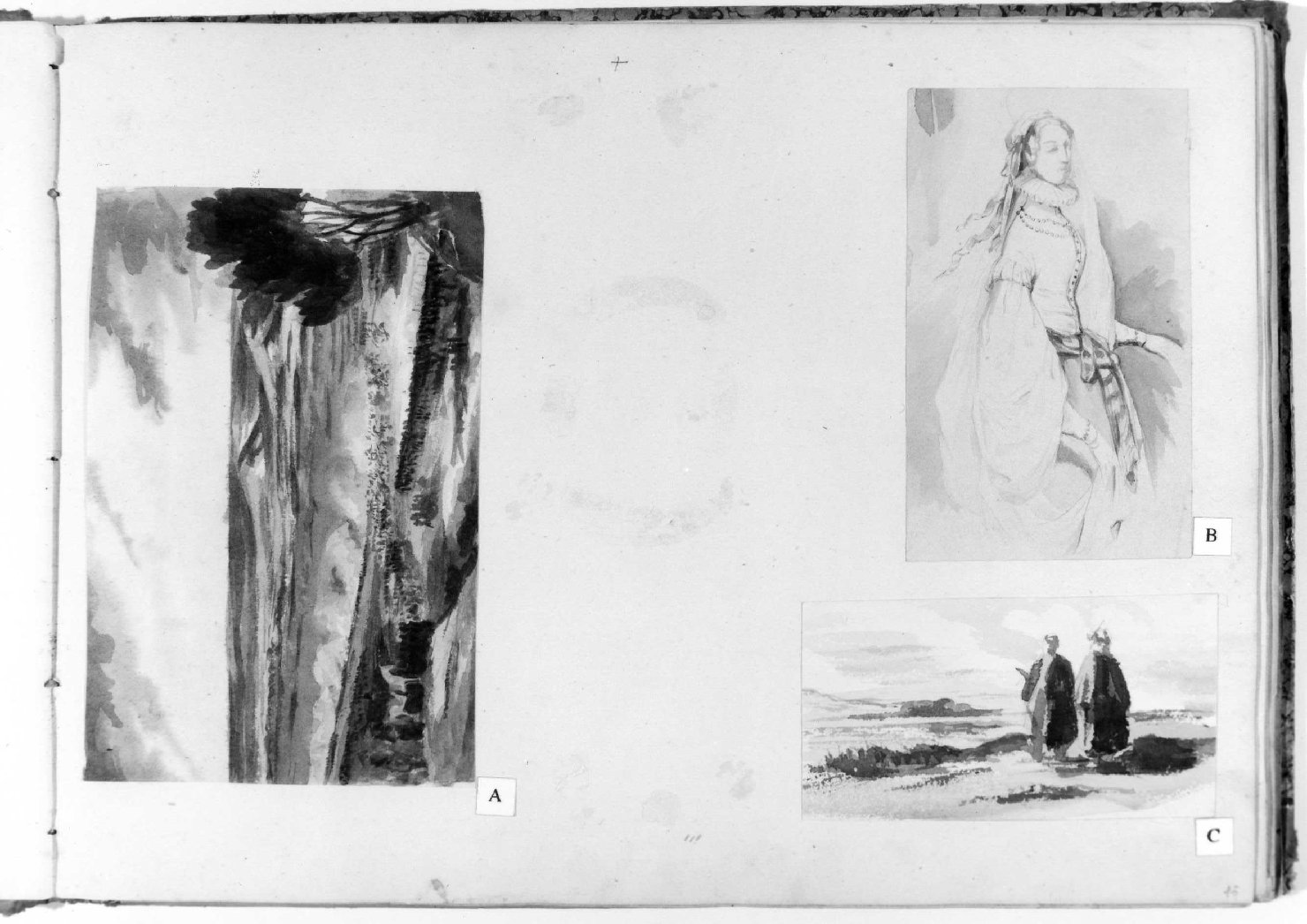figura femminile (disegno, serie) di Recchia Angelo (metà sec. XIX)