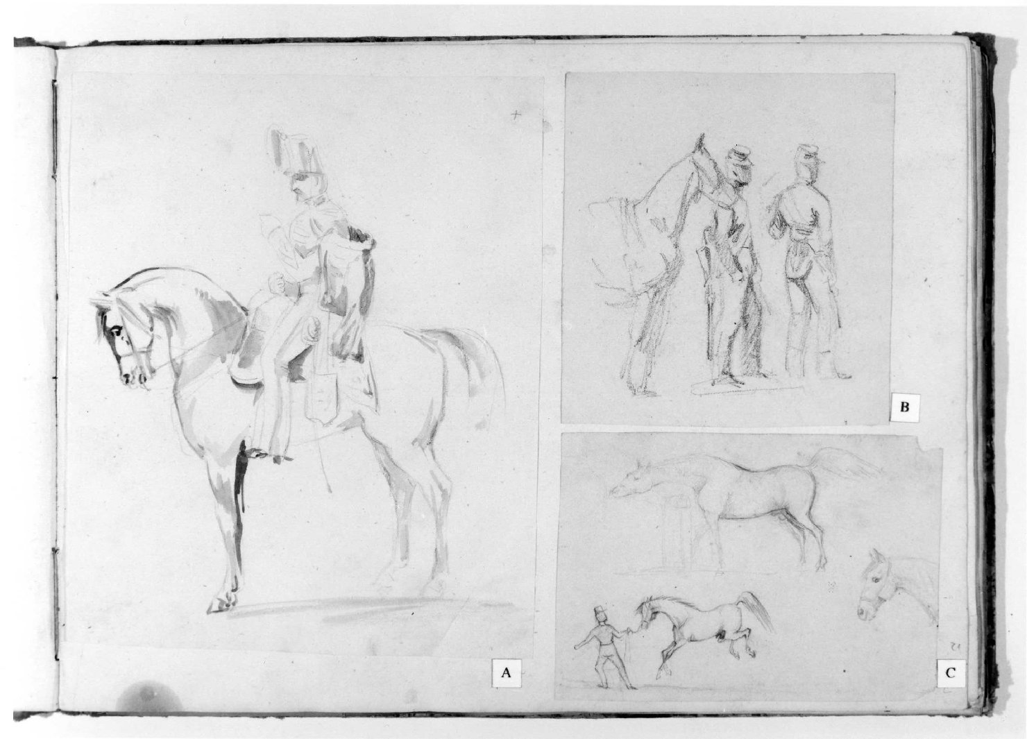 cavaliere (disegno, serie) di Recchia Angelo (metà sec. XIX)