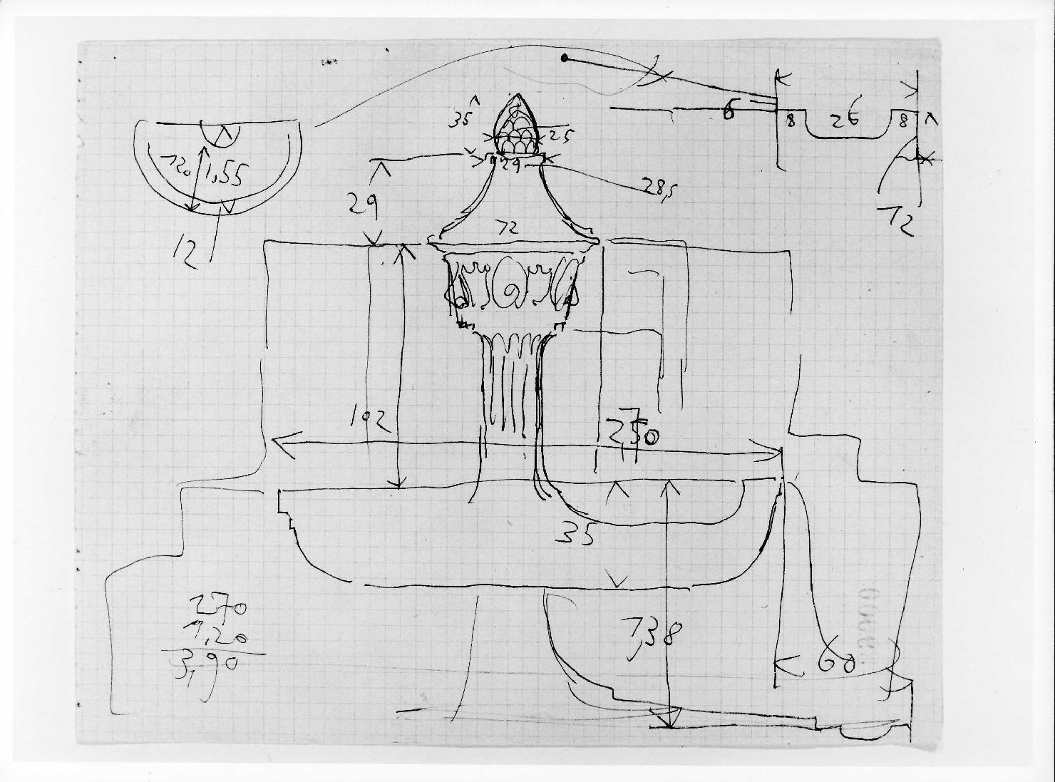 corte e giardino del Museo di Castelvecchio di Verona (disegno) di Scarpa Carlo (sec. XX)