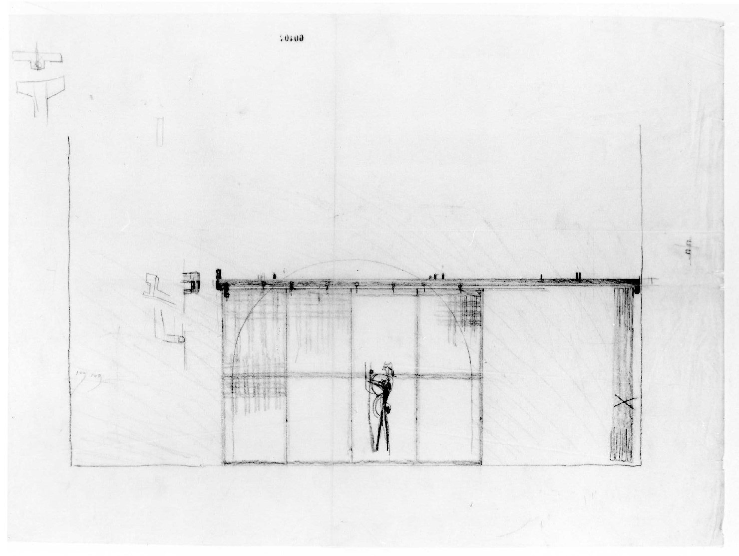 restauro dell'ala della Galleria del Museo di Castelvecchio di Verona (disegno preparatorio) di Scarpa Carlo (sec. XX)