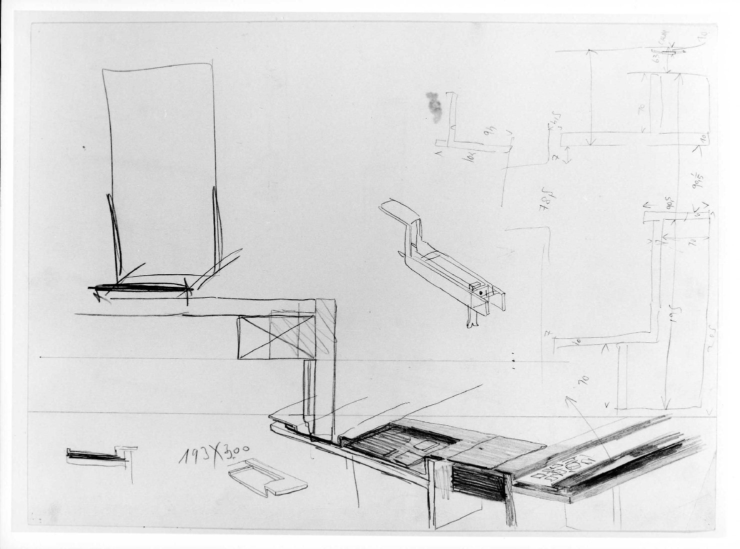 sala di entrata-uscita del Museo di Castelvecchio di Verona (disegno preparatorio) di Scarpa Carlo (sec. XX)