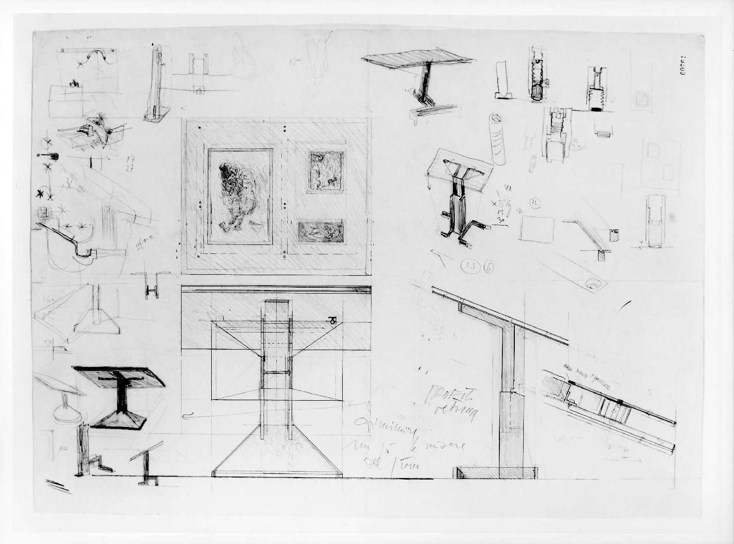 allestimento dell'ala della Galleria del Museo di Castelvecchio di Verona (disegno) di Scarpa Carlo (sec. XX)