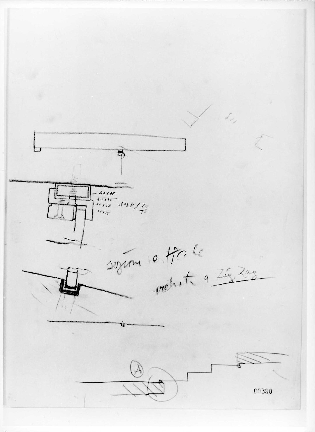 restauro dell'ala della Galleria del Museo di Castelvecchio di Verona (disegno preparatorio) di Scarpa Carlo (sec. XX)