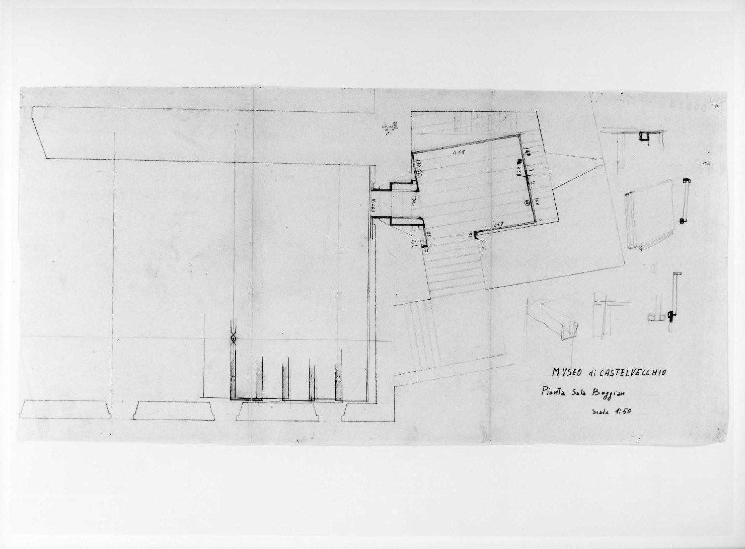 ala orientale del Museo di Castelvecchio di Verona (disegno) di Rudella Angelo, Scarpa Carlo, Rudi Arrigo (sec. XX)
