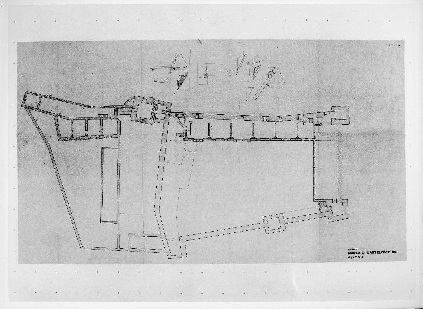 restauro dell'ala della Galleria del Museo di Castelvecchio di Verona (disegno preparatorio) di Scarpa Carlo, Rudella Angelo (sec. XX)