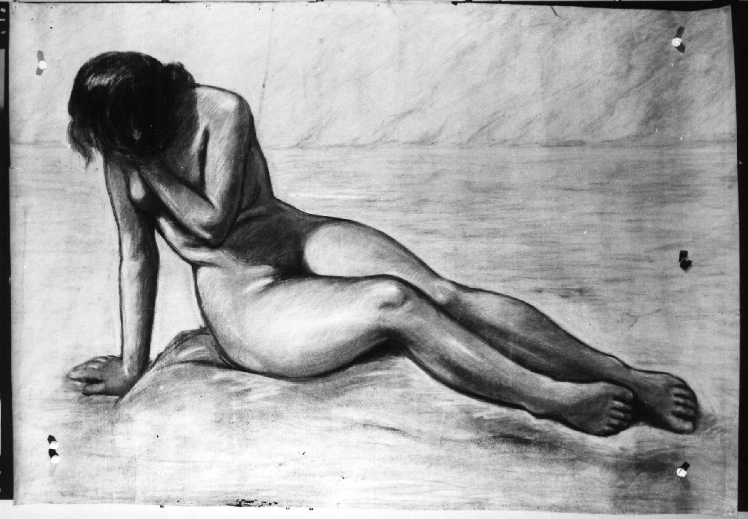 figura femminile nuda (disegno) di Piccoli Domenico Stanislao (sec. XX)
