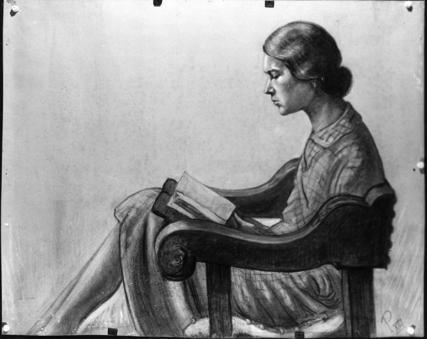 figura femminile seduta (disegno) di Piccoli Domenico Stanislao (sec. XX)