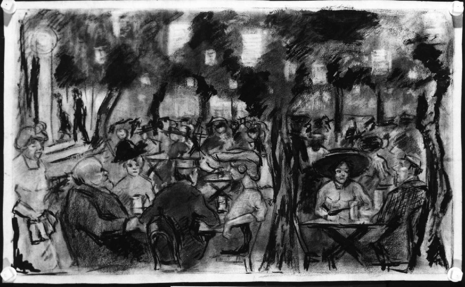 Scena parigina, clienti al bar (disegno) di Piccoli Domenico Stanislao (sec. XX)