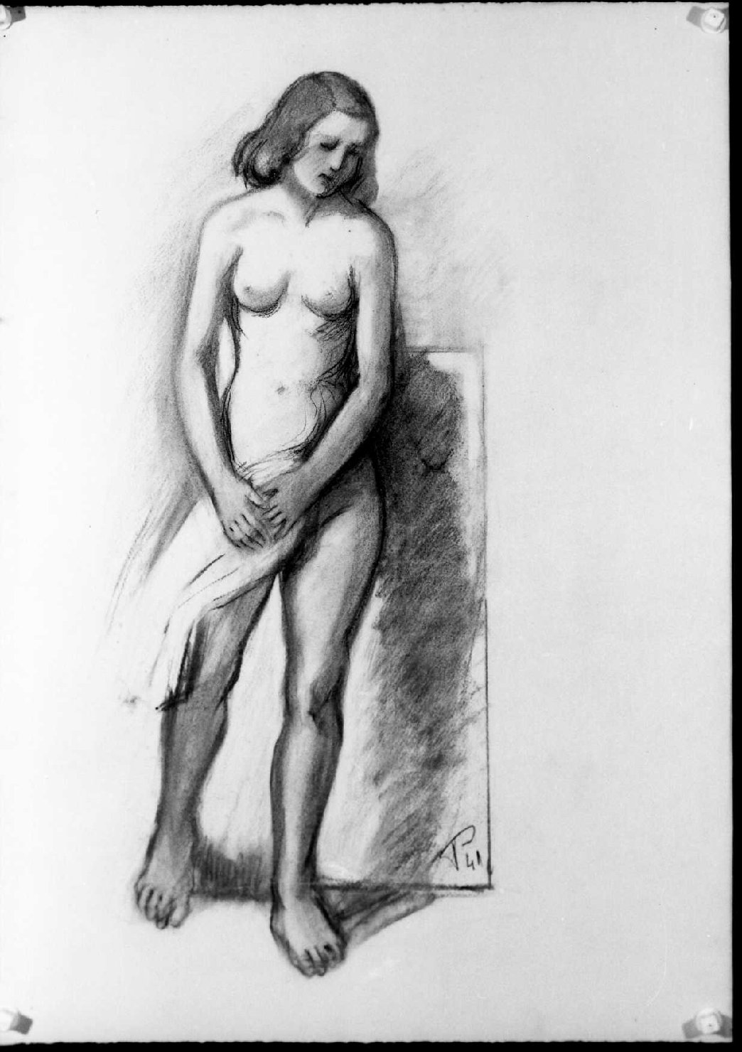 figura femminile nuda (disegno) di Piccoli Domenico Stanislao (sec. XX)