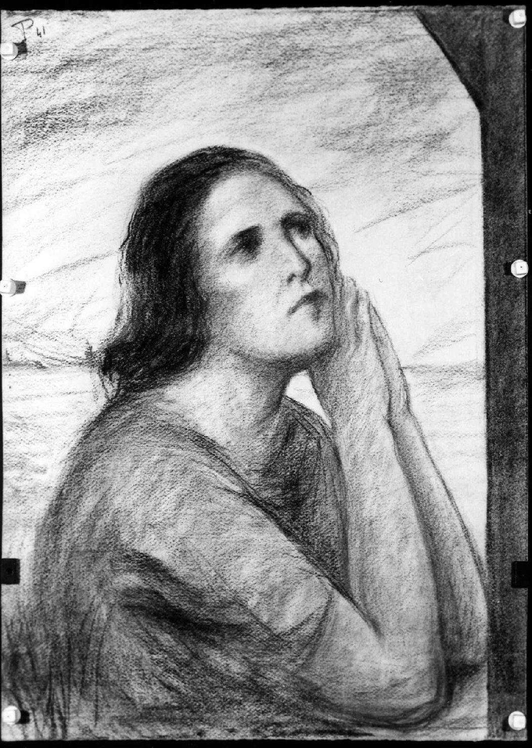 figura femminile orante (disegno) di Piccoli Domenico Stanislao (sec. XX)