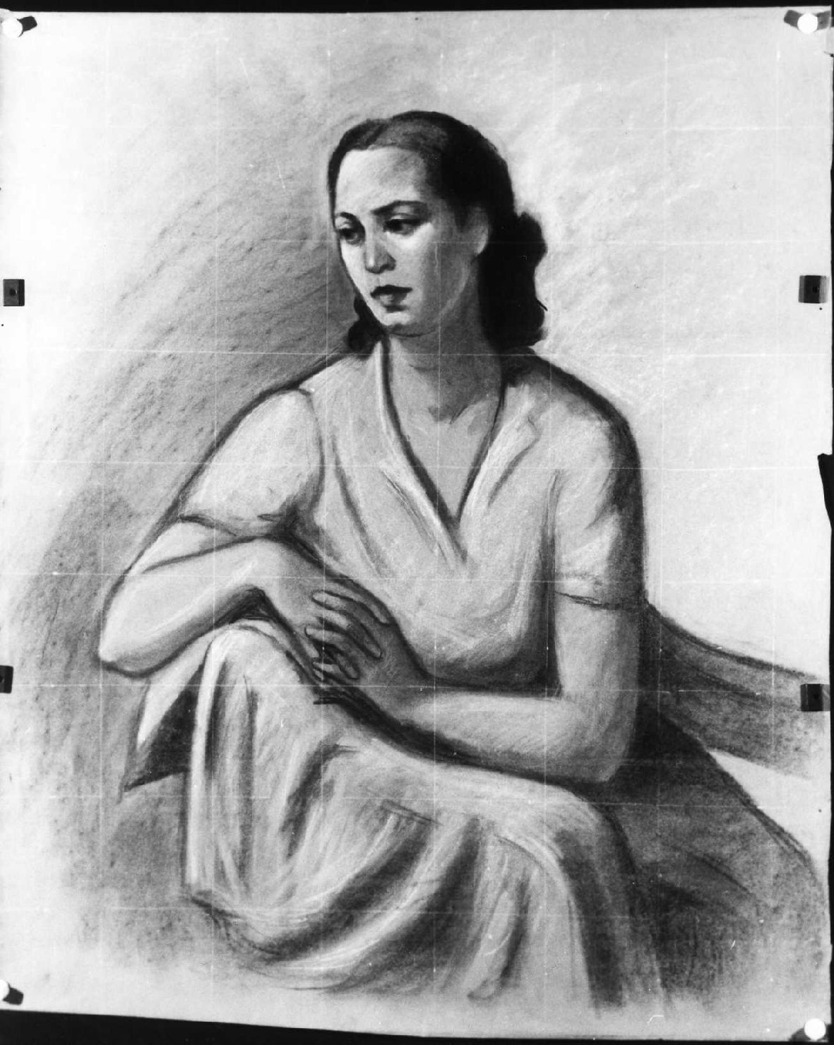 figura femminile seduta (disegno) di Piccoli Domenico Stanislao (sec. XX)