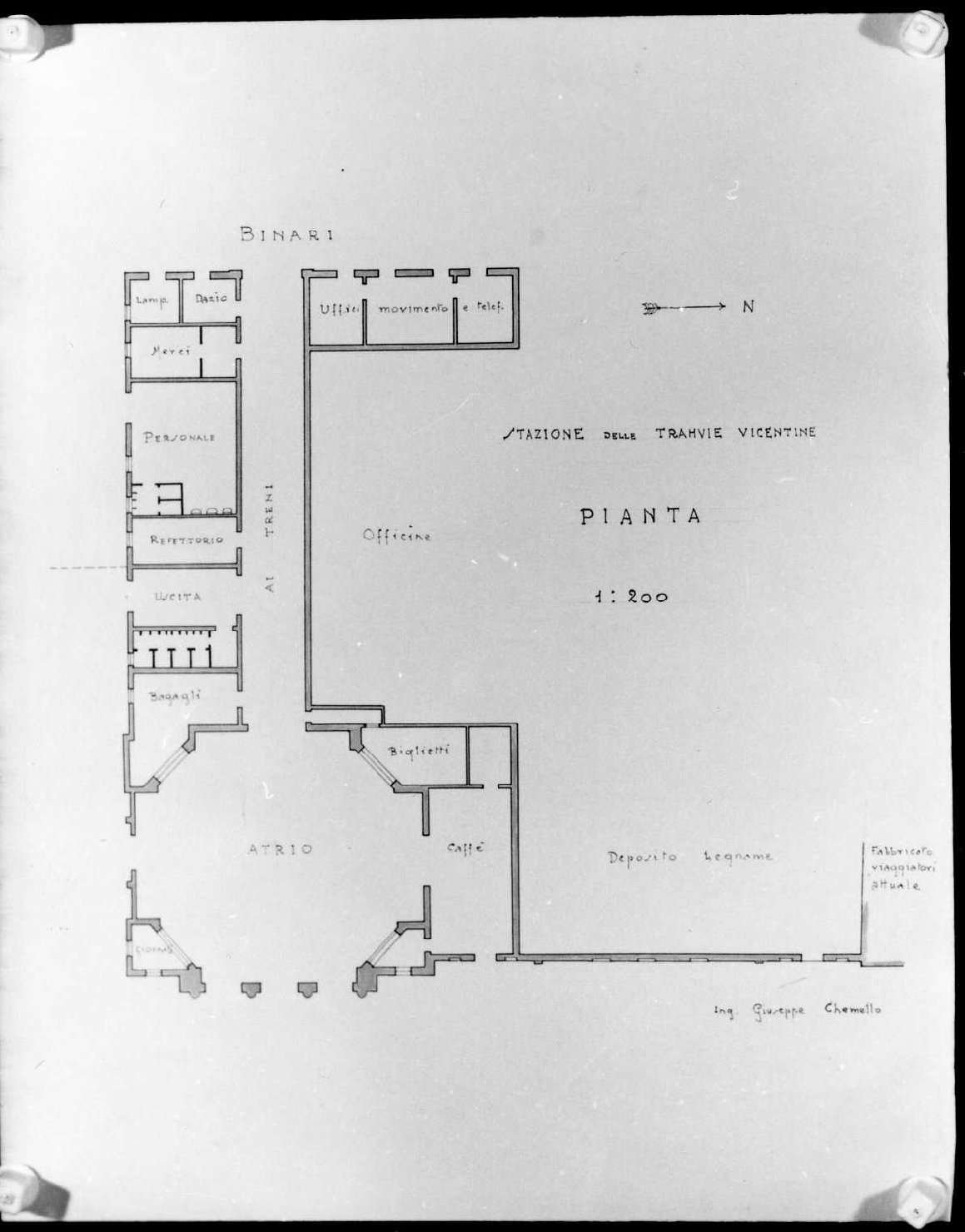 pianta di edificio (disegno, serie) di Chemello Giuseppe (sec. XIX)