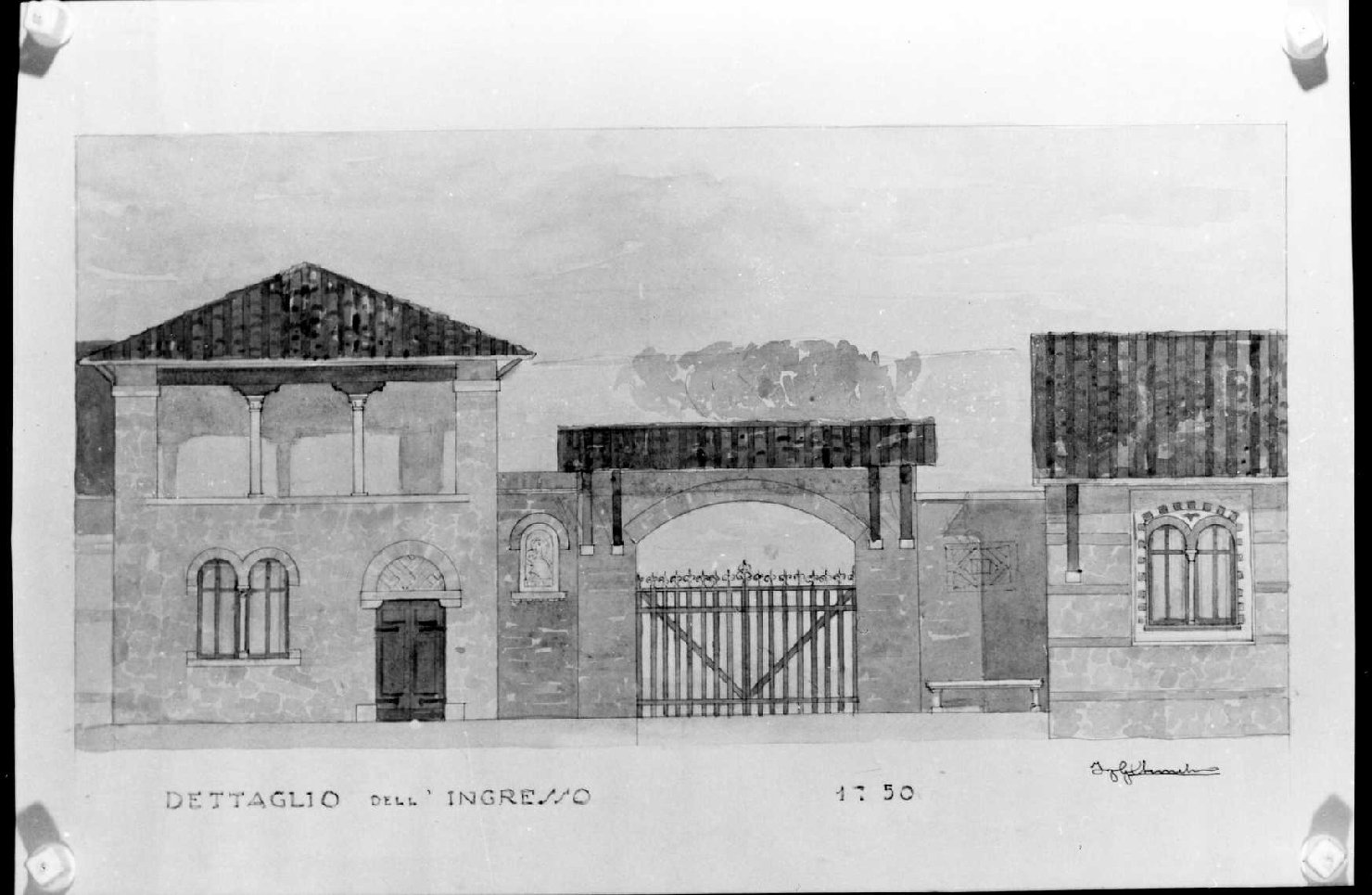 prospetto di edificio (disegno) di Chemello Giuseppe (sec. XIX)