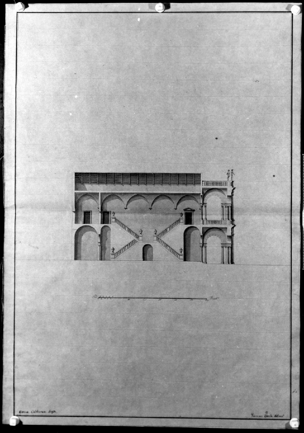 palazzo di Giustizia a Vicenza (disegno, serie) di Calderari Ottone Maria (e aiuti), Verda Giacomo (secc. XVIII/ XIX)
