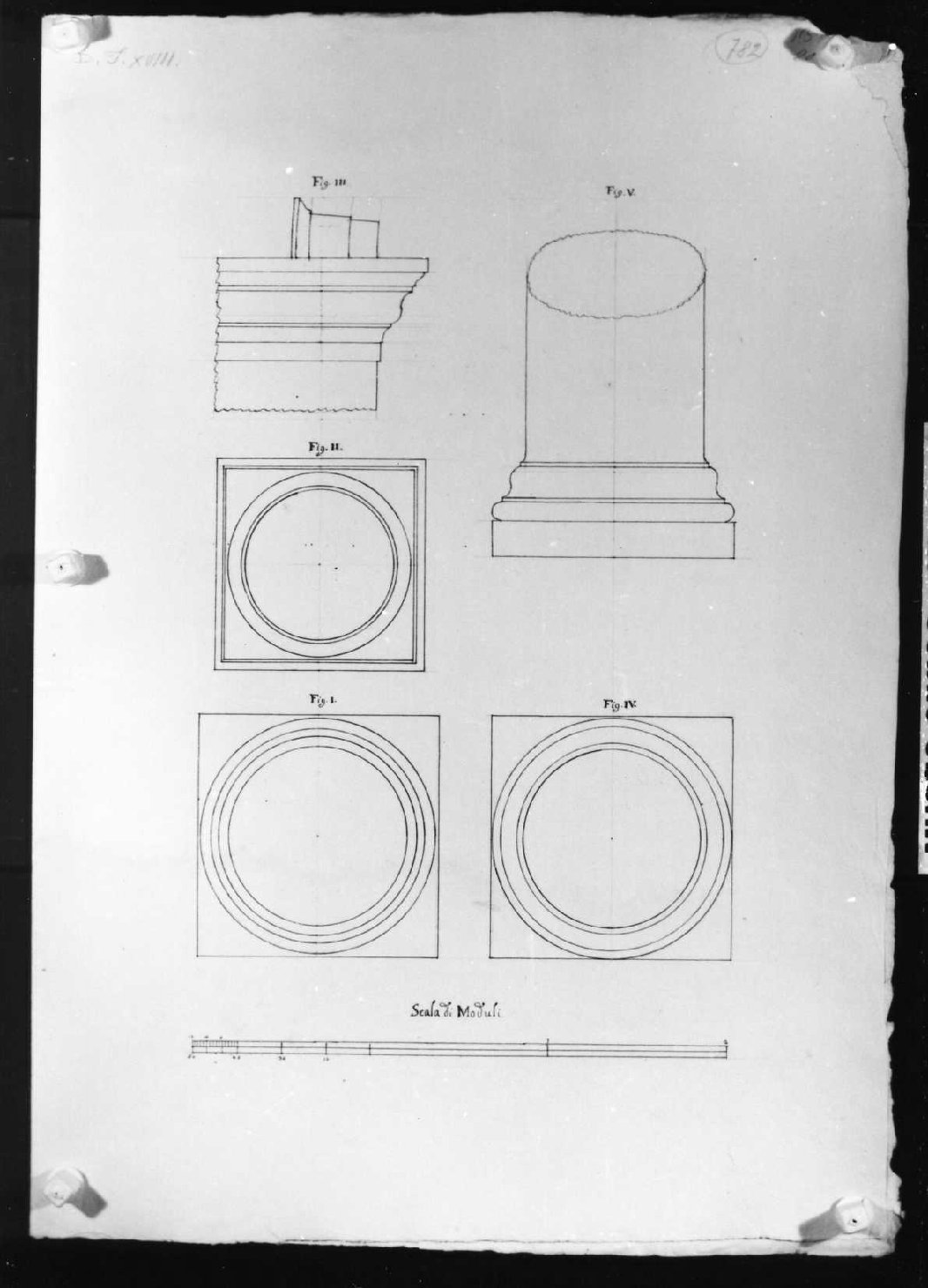 elementi architettonici (disegno, serie) di Calderari Ottone Maria (seconda metà sec. XVIII)