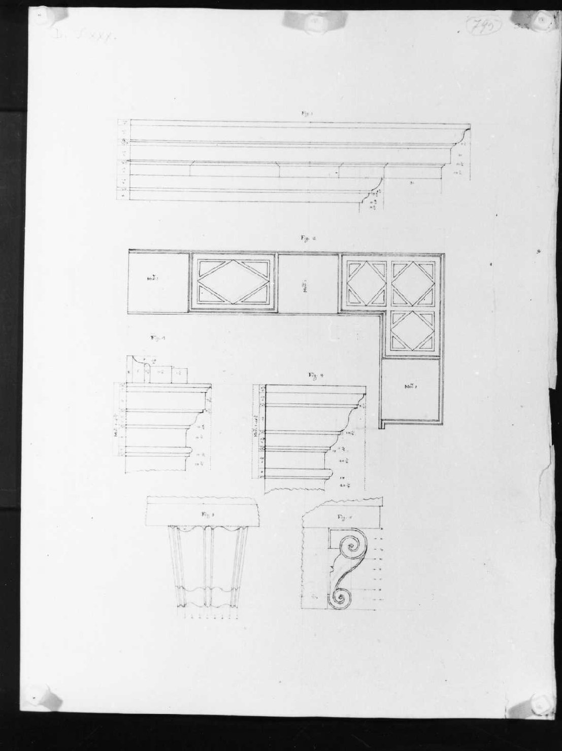 elementi architettonici (disegno, serie) di Calderari Ottone Maria (seconda metà sec. XVIII)