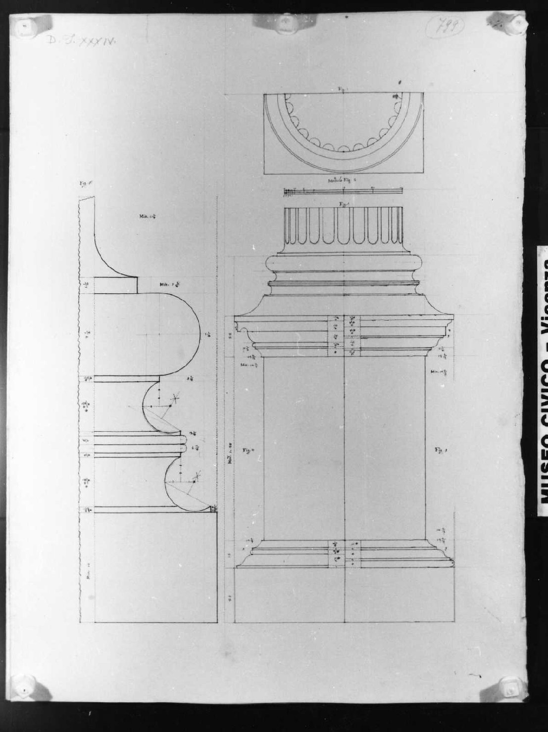 elementi architettonici (disegno, serie) di Calderari Ottone Maria (seconda metà sec. XVIII)