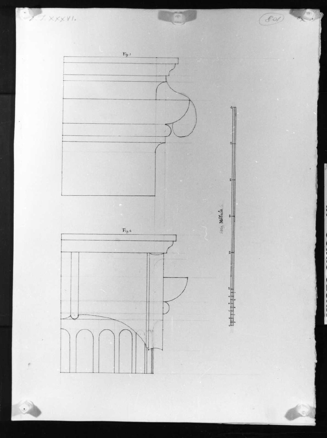 elementi architettonici (disegno, serie) di Calderari Ottone Maria (seconda metà sec. XVIII)