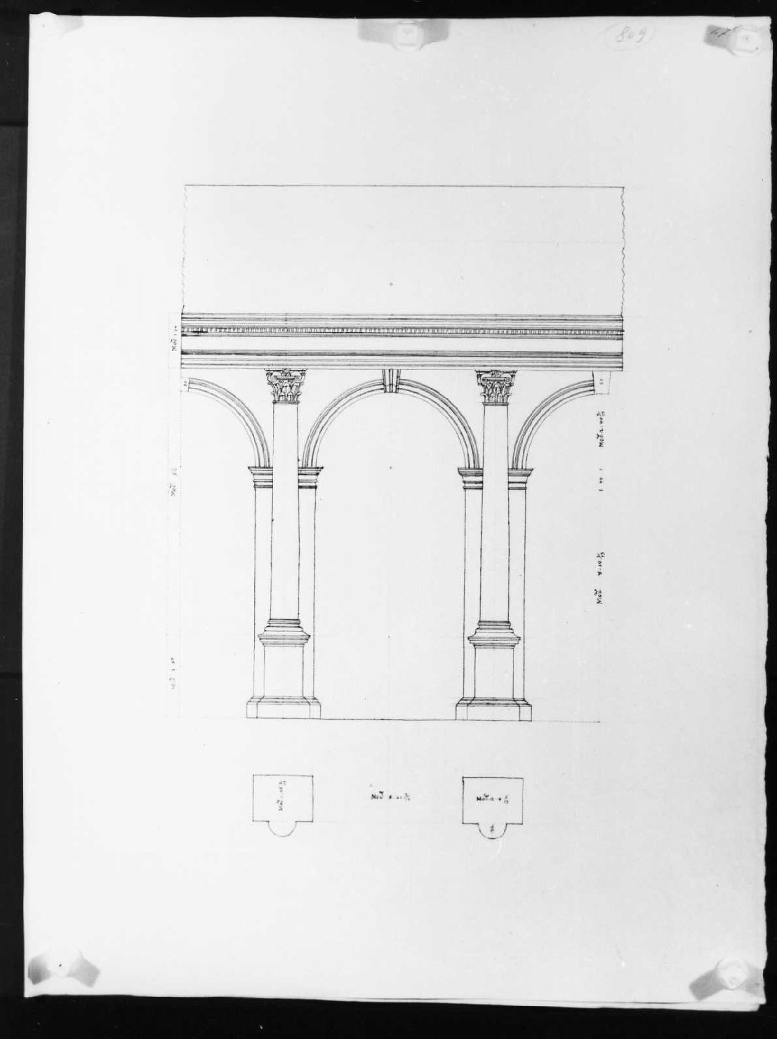 elementi architettonici (disegno, serie) di Calderari Ottone Maria (seconda metà sec. XVIII)