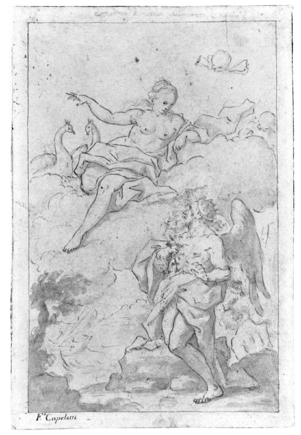 Giunone si reca dal Sonno (disegno) di Cappelletti Felice (sec. XVIII)