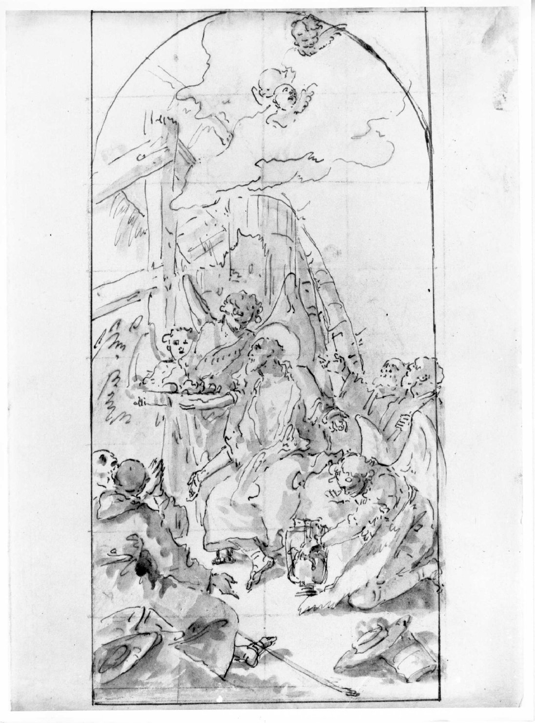 San Girolamo nutrito dagli angeli (disegno) di Lorenzi Francesco (sec. XVIII)