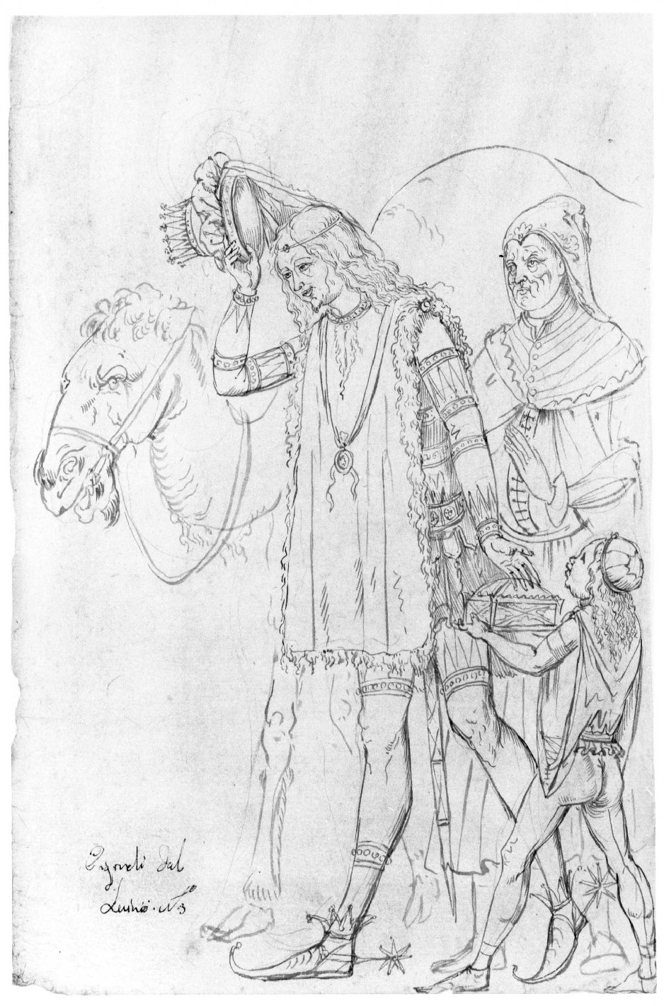 Gaspare con paggio e servitore (disegno) di Nanin Pietro (metà sec. XIX)
