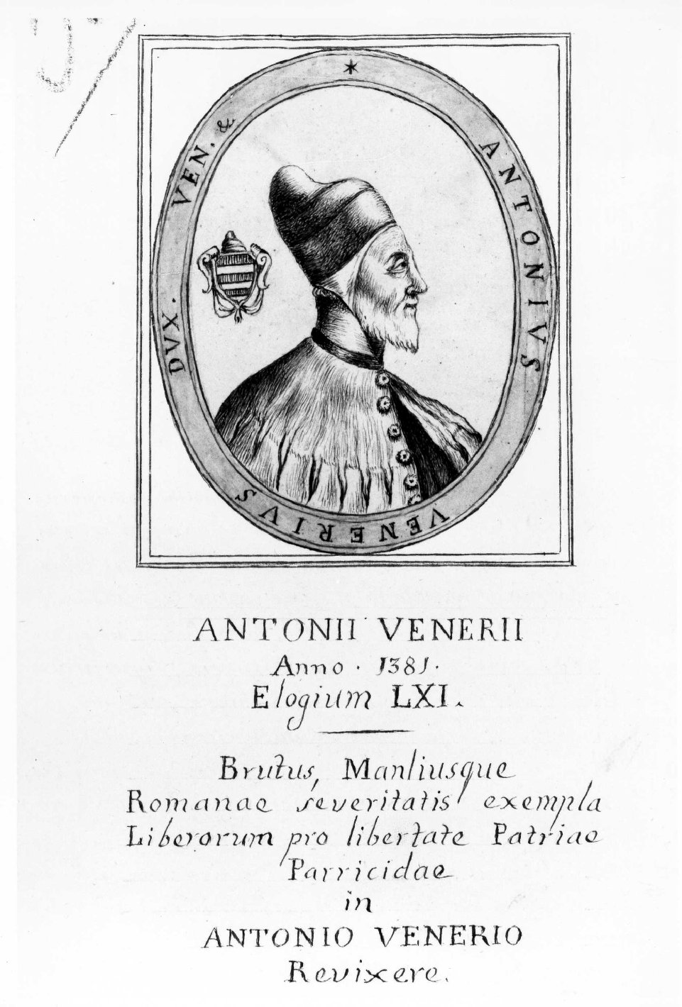 ritratto del doge Antonio Venier (disegno) di Nanin Pietro (metà sec. XIX)