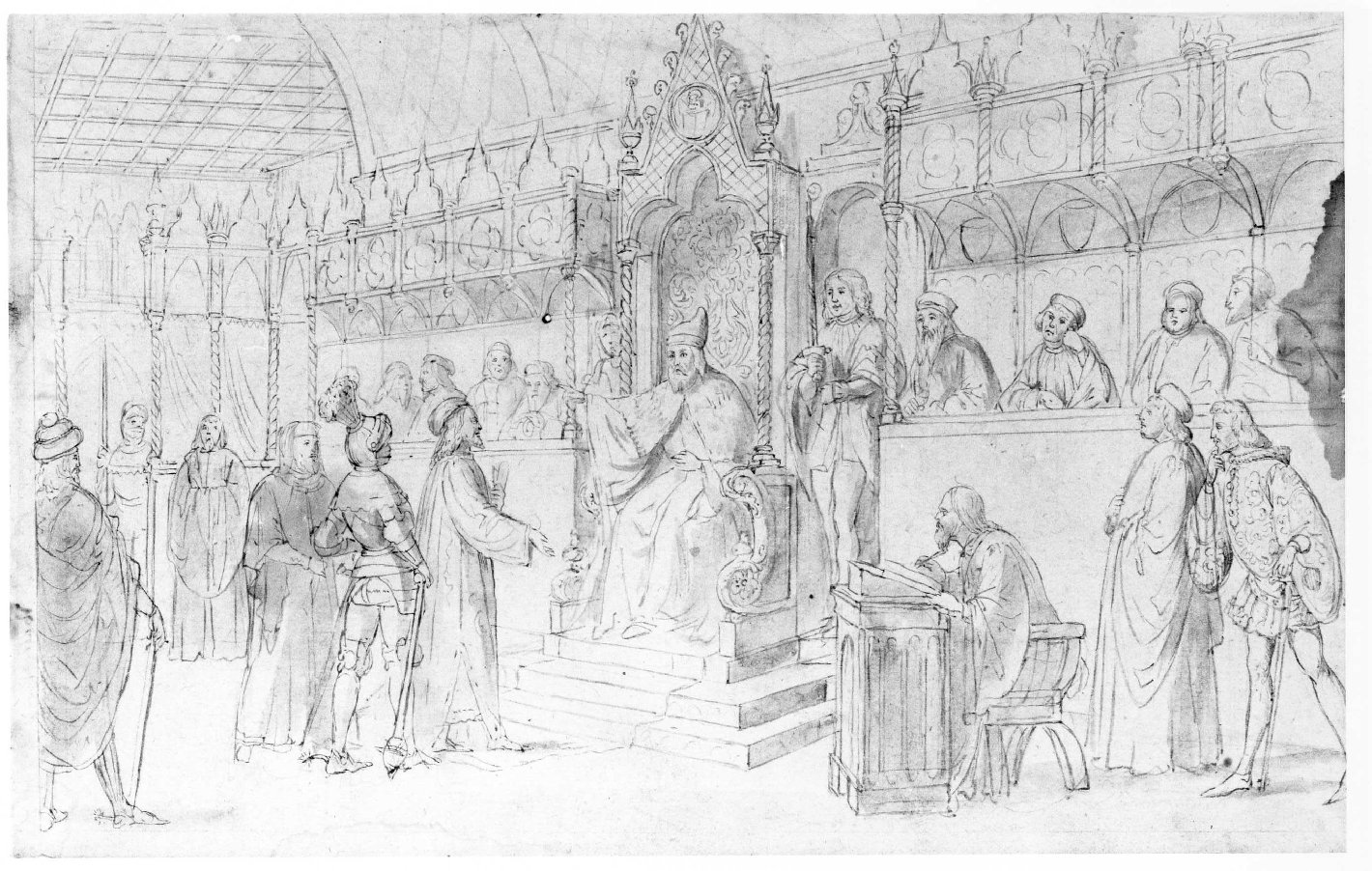 udienza del doge e del consiglio dei dieci (disegno) di Nanin Pietro (metà sec. XIX)