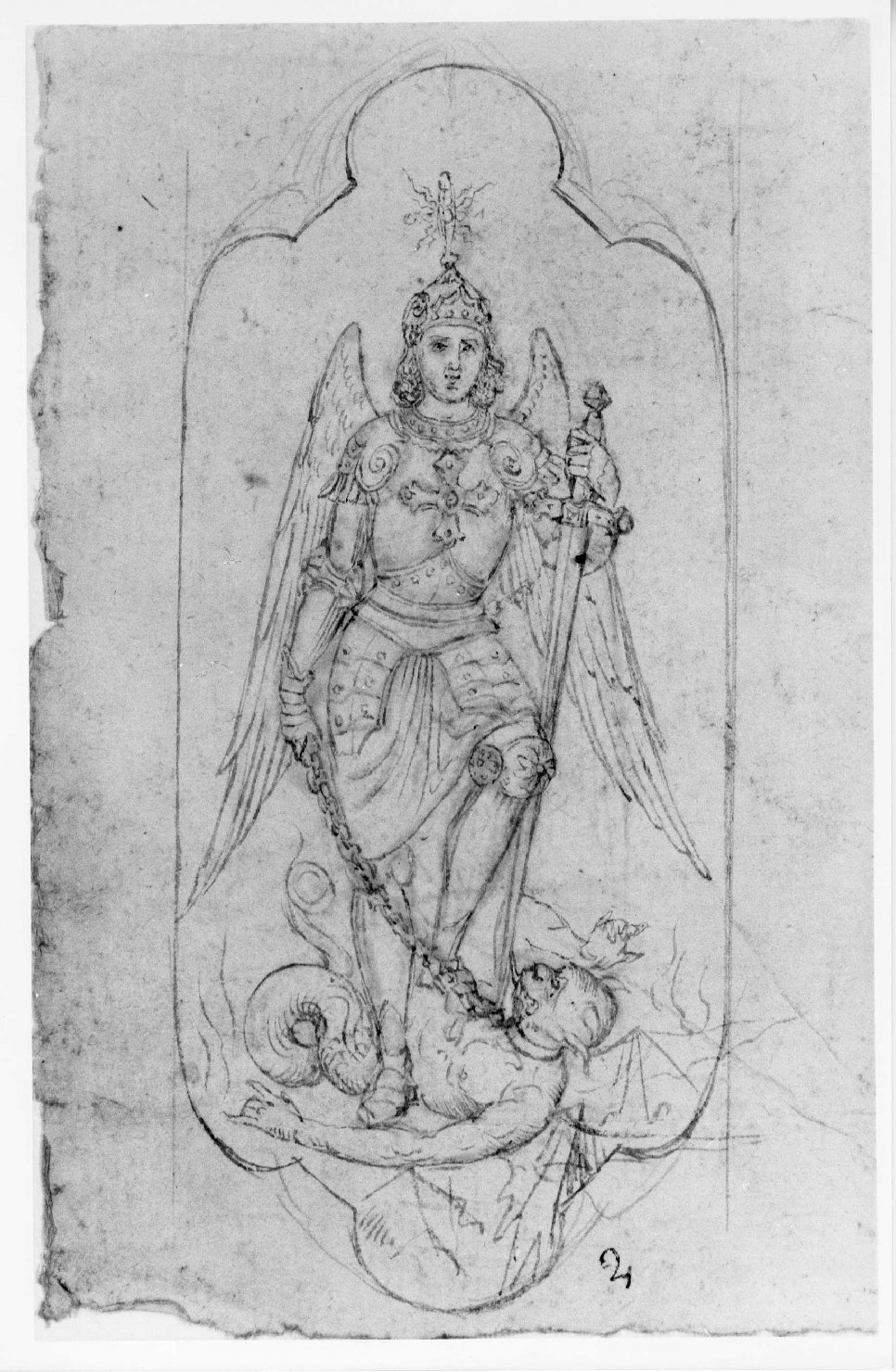 San Michele Arcangelo combatte Satana (disegno) di Nanin Pietro (metà sec. XIX)