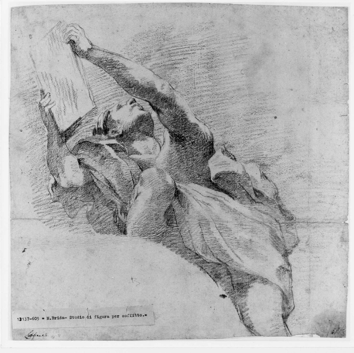 figura maschile con tavola (disegno) di Brida Matteo (sec. XVIII)