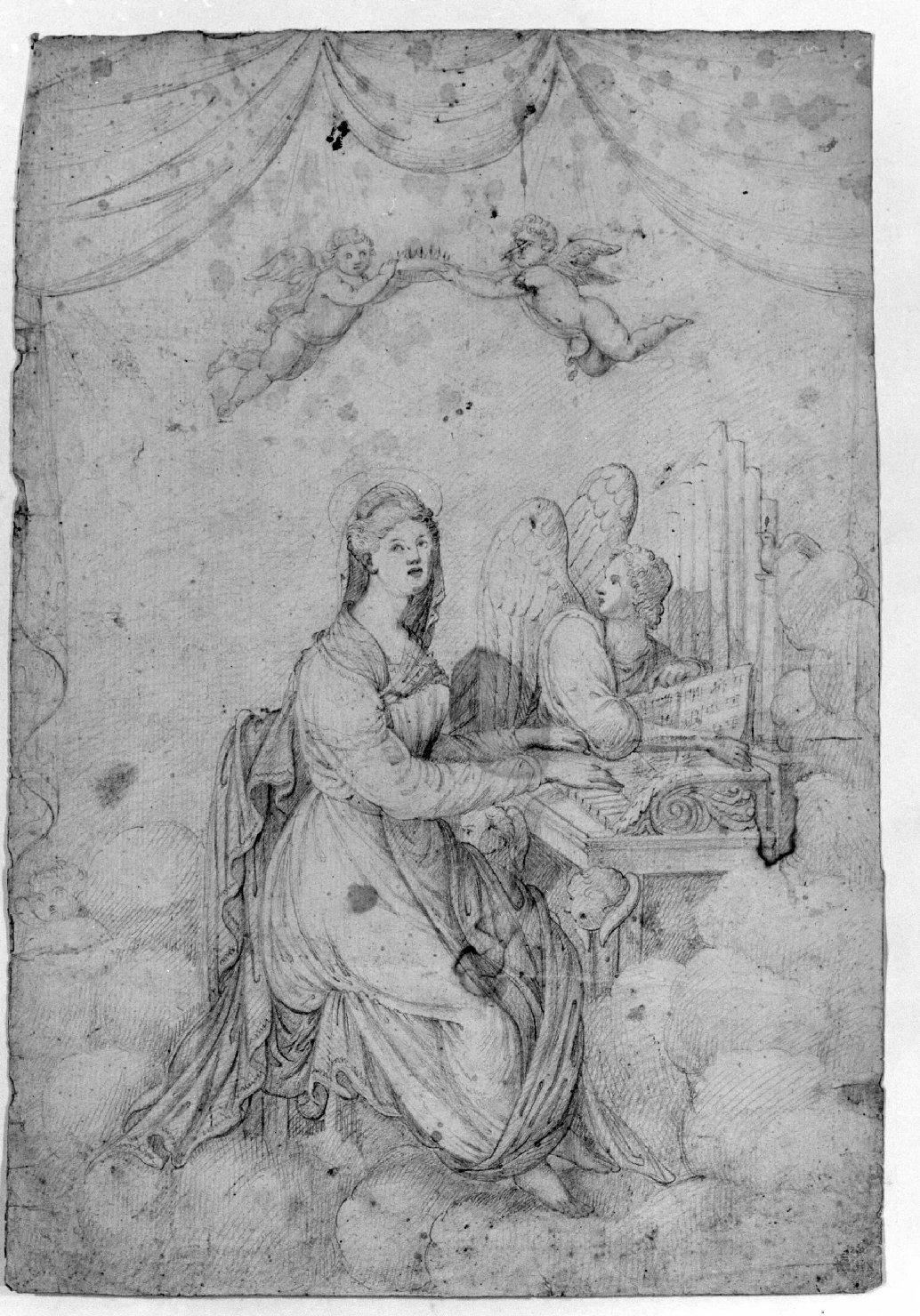 Santa Cecilia (disegno) di Bustaffa Carlo (sec. XIX)