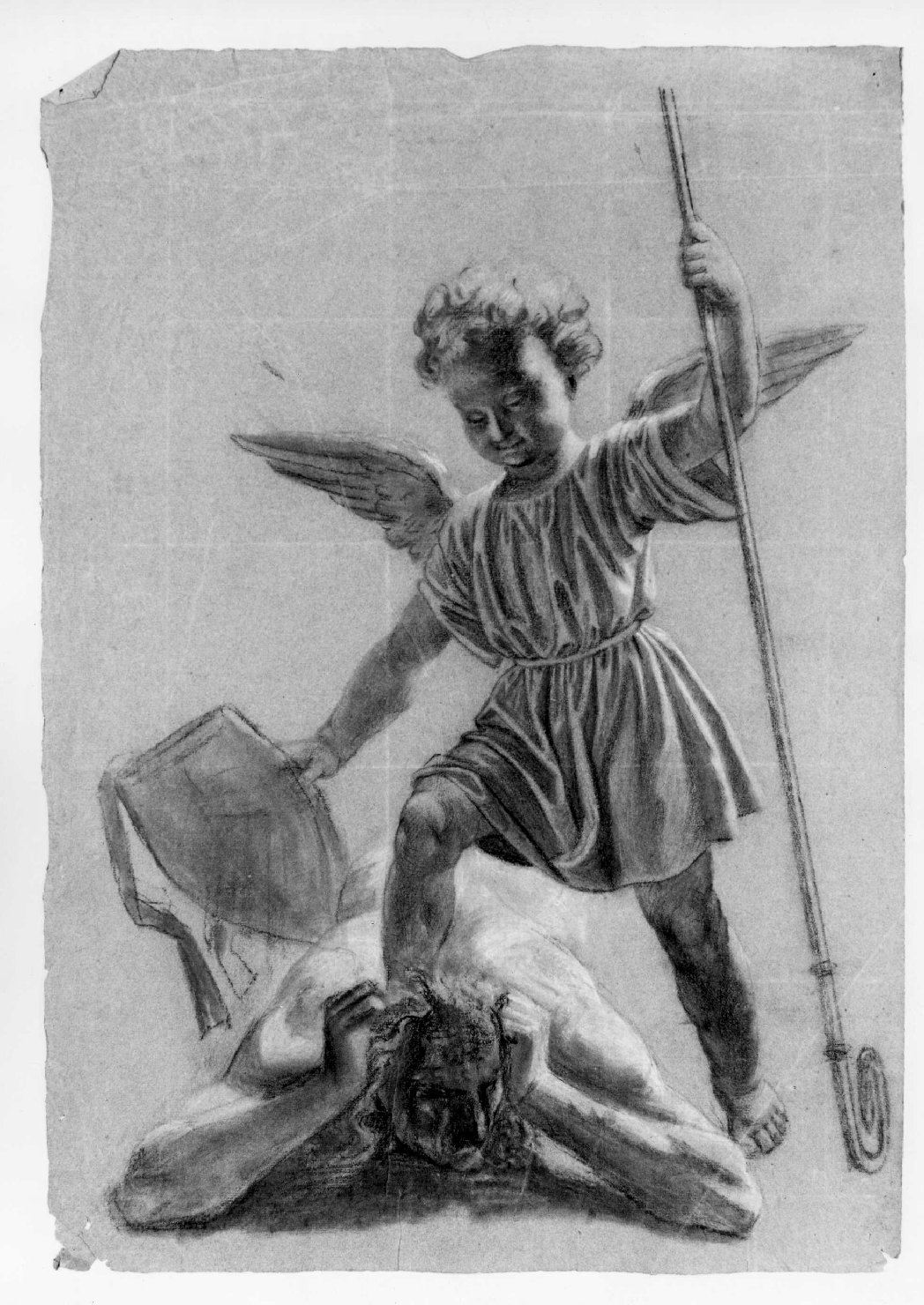 San Michele Arcangelo combatte Satana (disegno) di Recchia Angelo (metà sec. XIX)