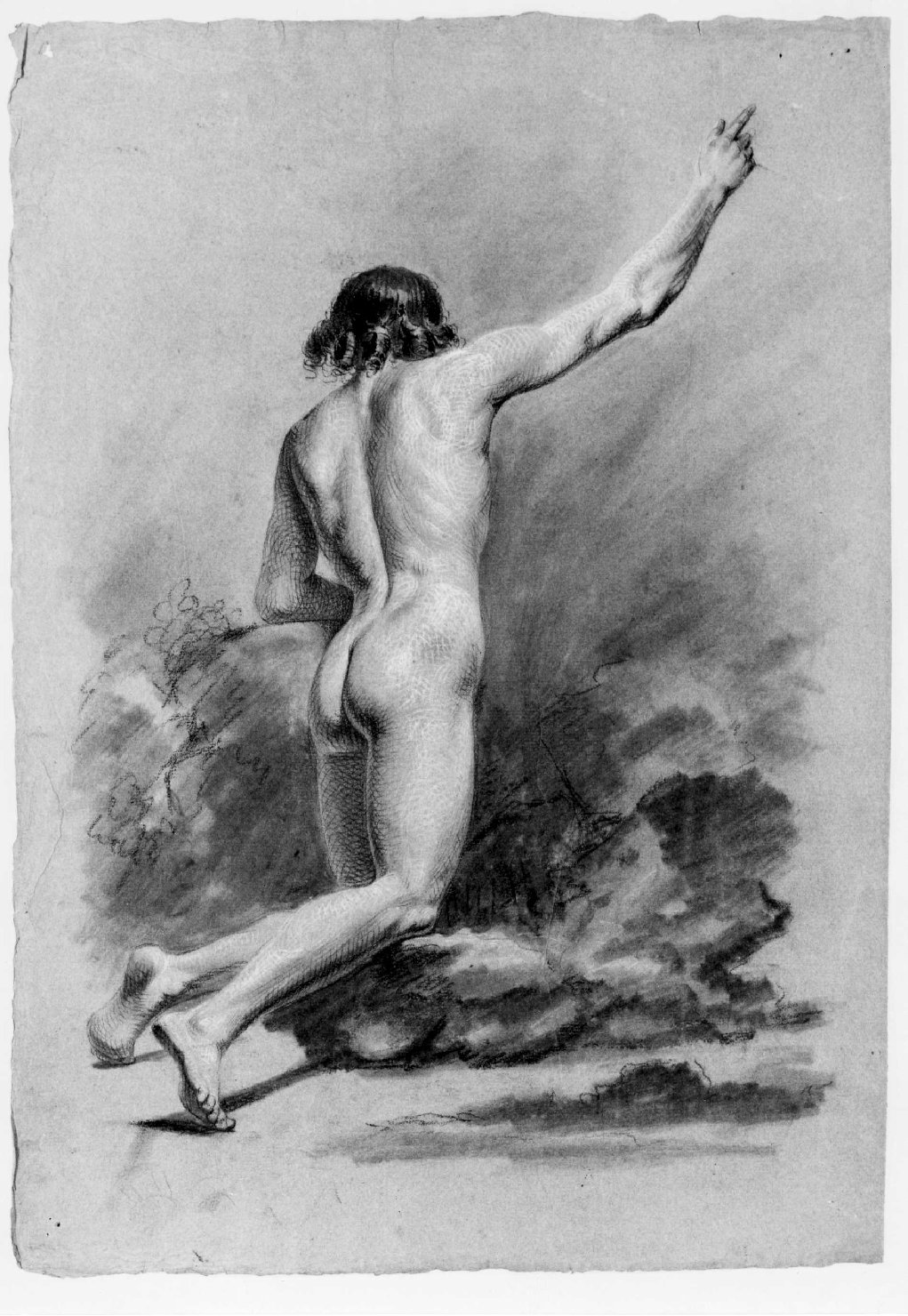 figura maschile nuda (disegno) di Recchia Angelo (metà sec. XIX)