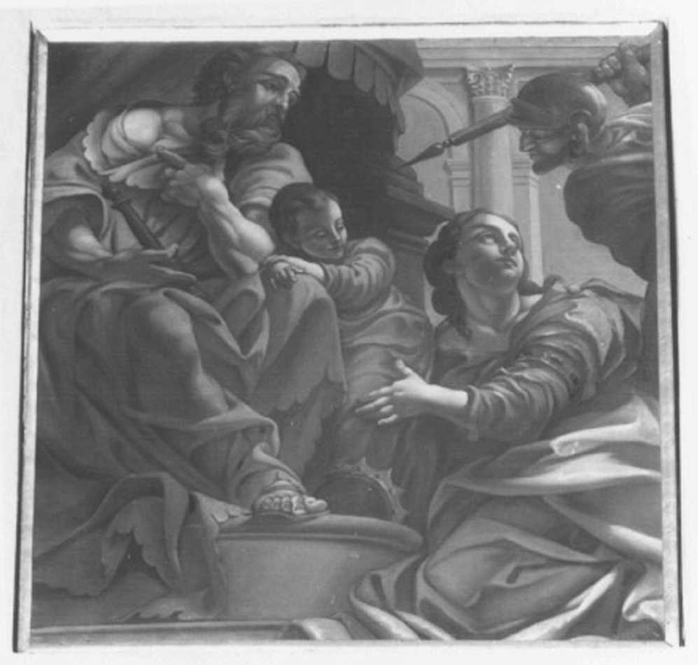Mosè fanciullo calpesta la corona del faraone (dipinto, elemento d'insieme) di Perezzoli Francesco detto Ferrarino (fine sec. XVII)