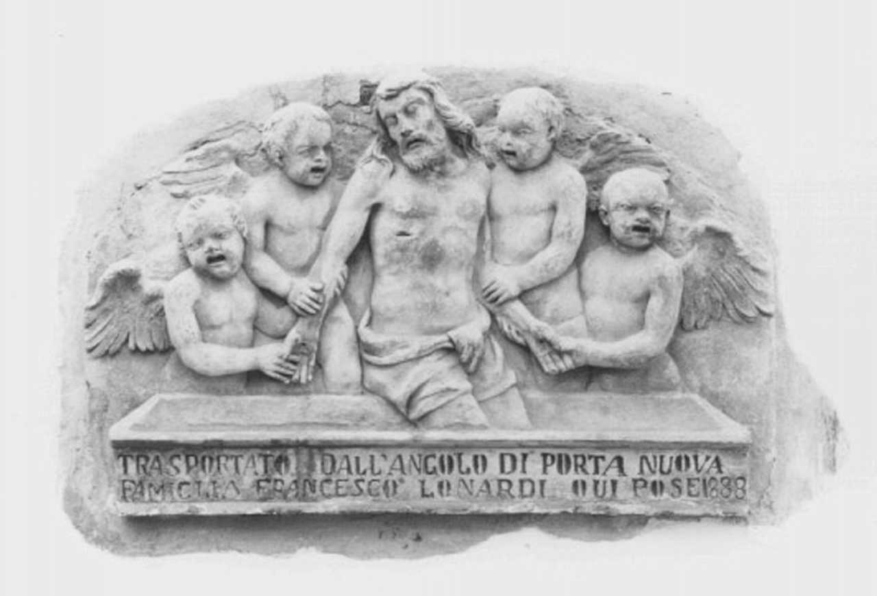 Cristo in pietà sorretto da angeli (rilievo) - ambito veneto (sec. XVI)