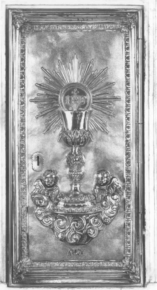 cherubini e motivi decorativi fitomorfi (sportello di tabernacolo) - ambito veneto (inizio sec. XIX)