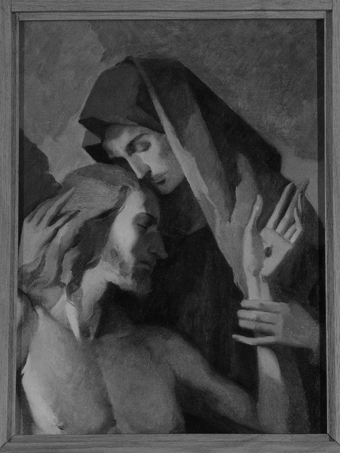 Gesù deposto dalla croce, stazioni della via crucis (dipinto, serie) di Modolo Giuseppe (sec. XX)