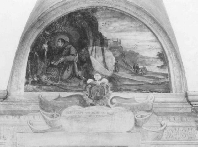 Sant'Antonio da Padova prega in una grotta (dipinto) - ambito veneziano (seconda metà sec. XVII)