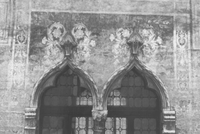 Motivi decorativi fitomorfi entro finta architettura (dipinto, frammento) di Dario Di Giovanni Da Treviso (cerchia) (seconda metà sec. XV)